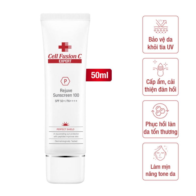 Cell Fusion C Expert – Kem chống nắng bảo vệ, tái tạo da Rejuve Sunscreen 100 SPF50+, PA++++