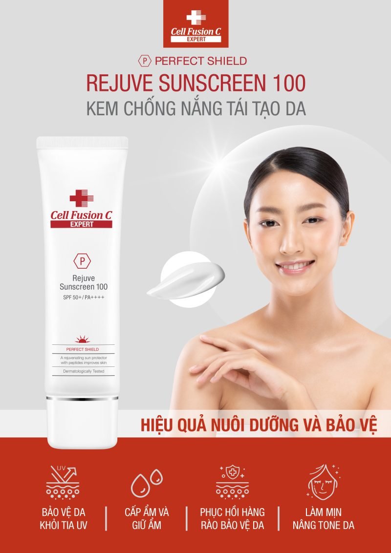 Cell Fusion C Expert – Kem chống nắng bảo vệ, tái tạo da Rejuve Sunscreen 100 SPF50+, PA++++