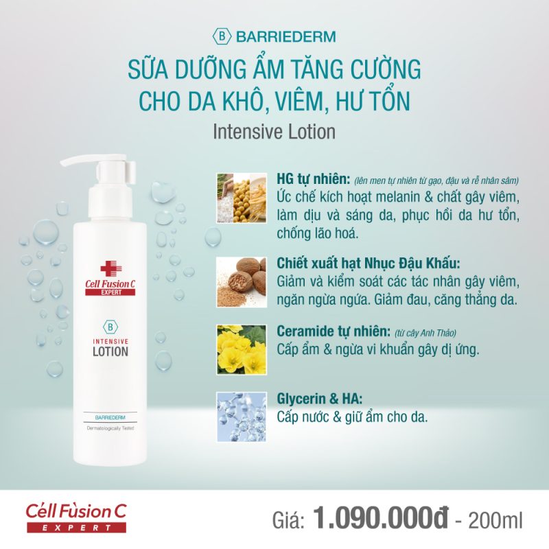 Cell Fusion C Expert – Sữa dưỡng ẩm & phục hồi hàng rào bảo vệ da BARRIEDERM INTENSIVE LOTION 200ml