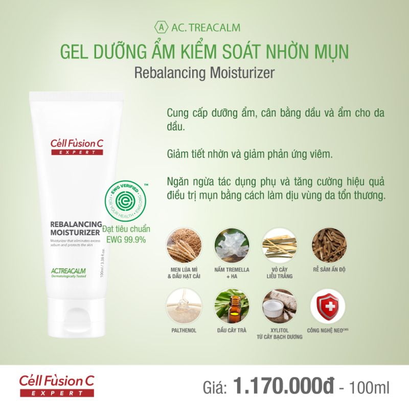 Cell Fusion C Expert – Gel dưỡng da cân bằng dầu, ẩm AC.Trecalm Rebalancing Moisturizer