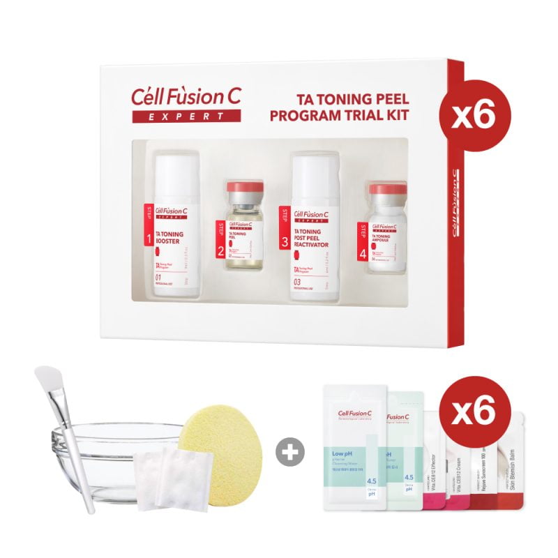 Cell Fusion C Expert – Giải pháp dưỡng trắng an toàn, cải thiện sắc tố da TA TONING PEEL KIT COMBO 6 13 PCS (6 KIT+ 1 Bộ dụng cụ + 6 set dưỡng)